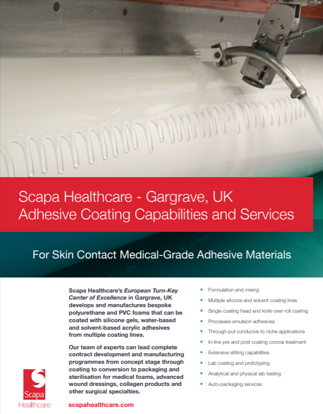Scapa Healthcare - Gargrave, UK Adhesive Coating Capabilities and Services