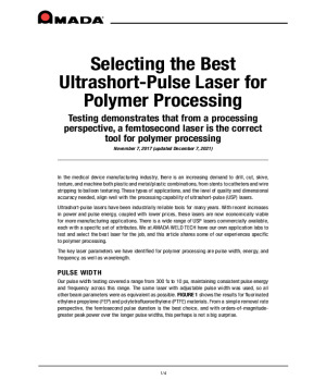 Selecting the Best Ultrashort Pulse Laser for Polymer Processing